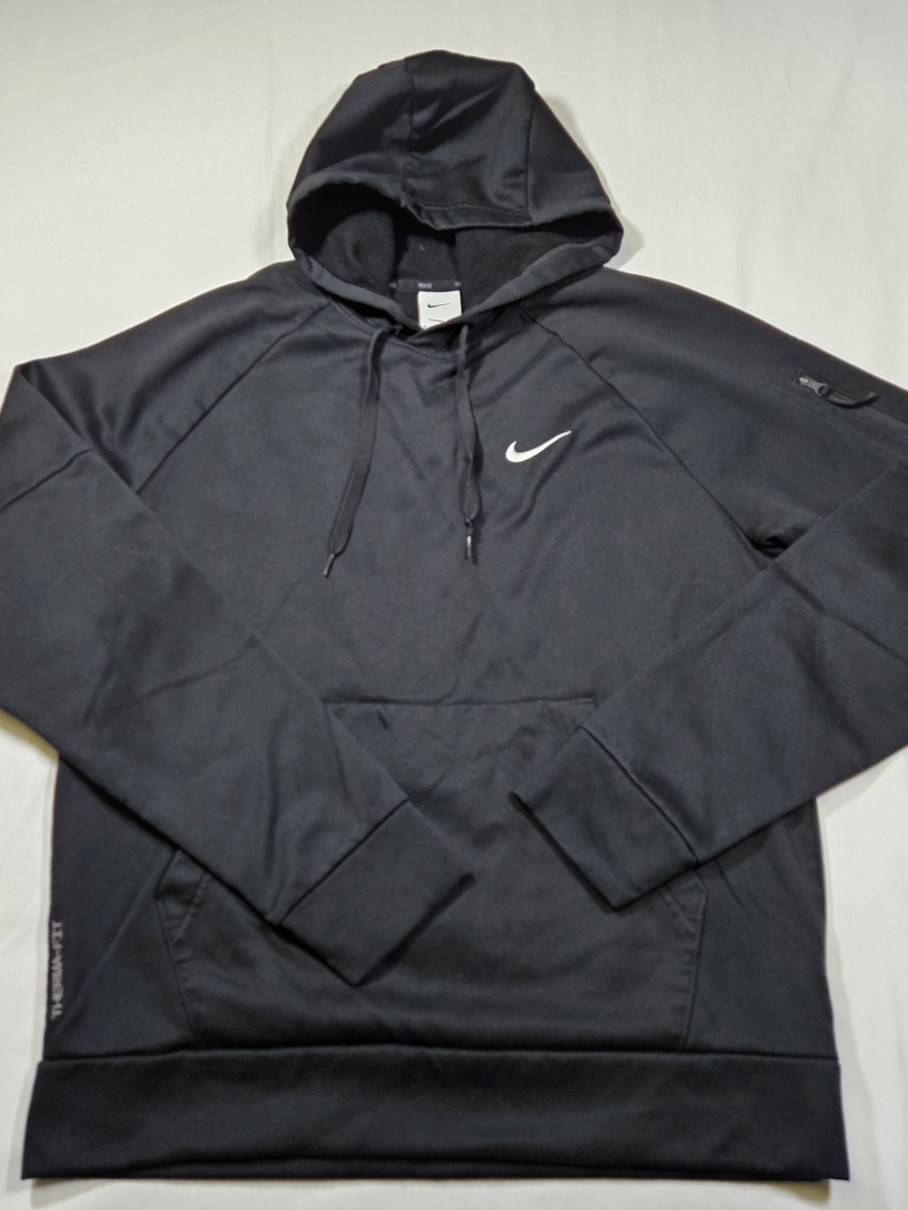 Nike Therma-FIT Training Hoodie Men's Medium Black Zipper Sleeve Pocket